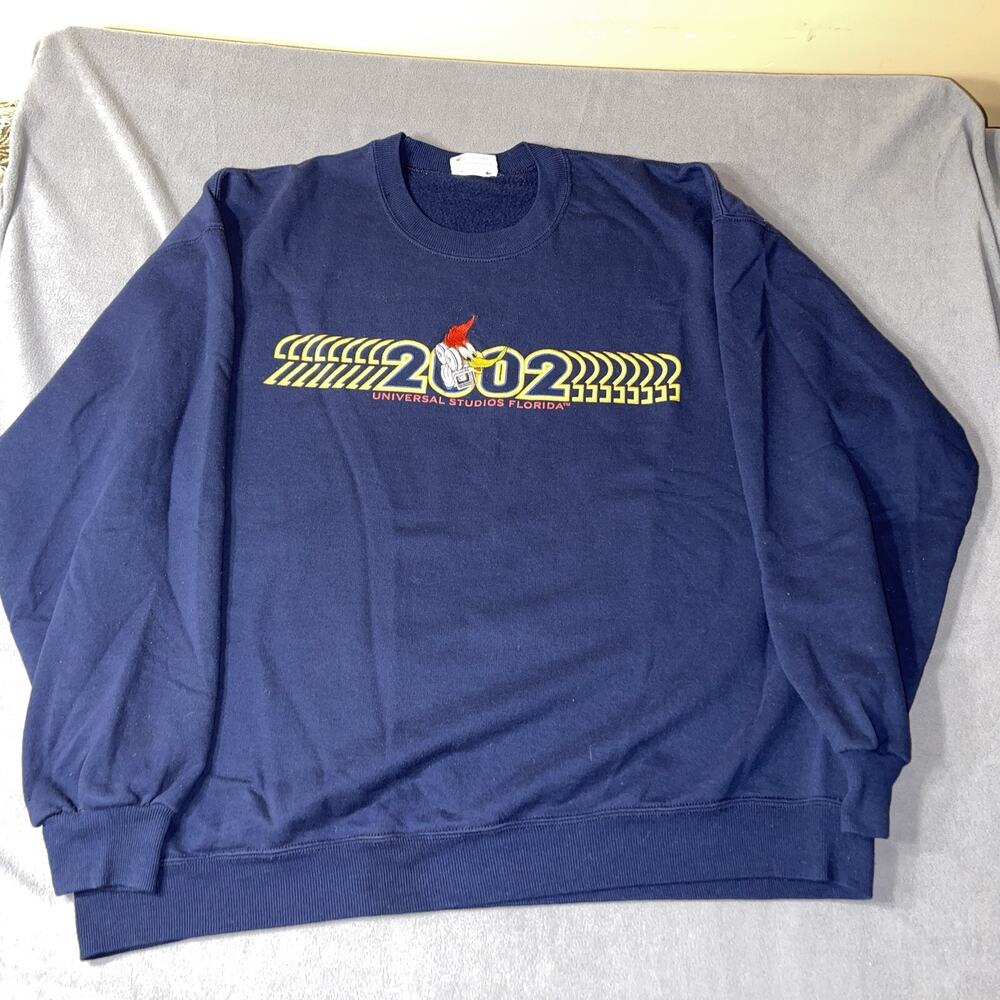 Vintage 2002 Universal Studios Hollywood Navy Blue‎ Sweater Crewneck Size XL*